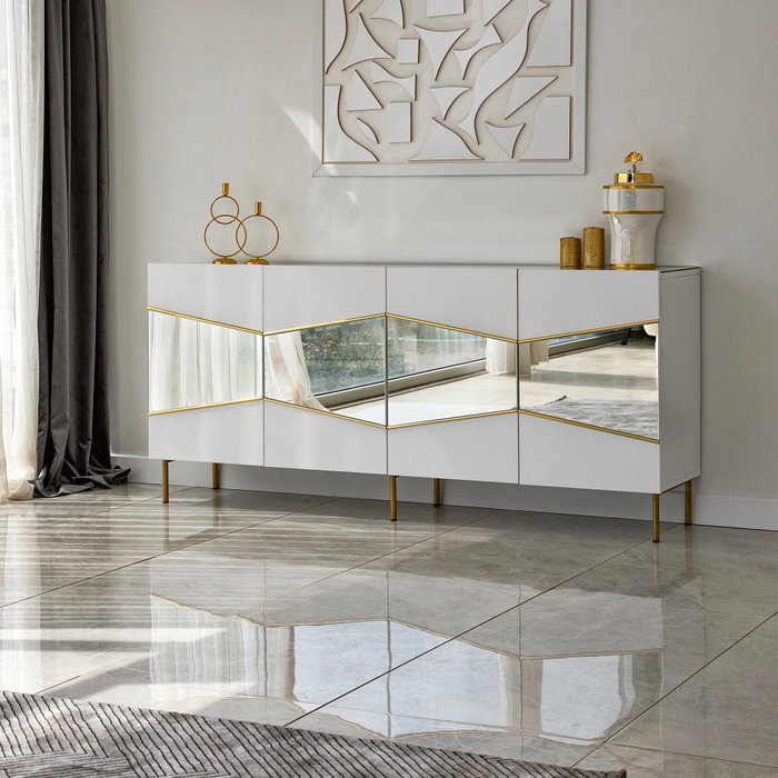 Hanah Home Consola Nice Blanco y Oro